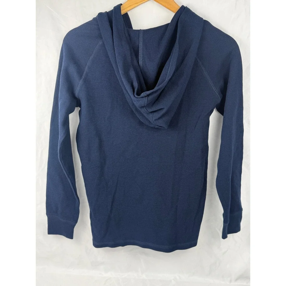 OshKosh B'gosh Boys Navy Blue Waffle Knit Thermal Henley‎ Hoodie Size 14 NWT